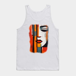 Abstract woman face, straight lines on canvas Tank Top